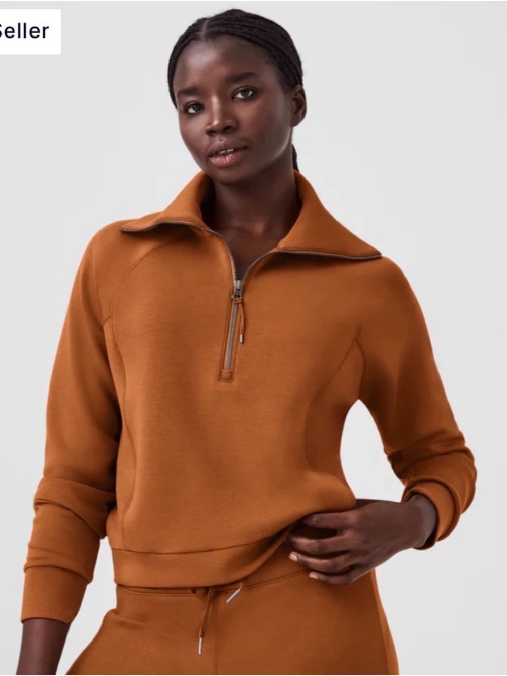 SPANX AirEssentials Half Zip Butterscotch NWT SzXL